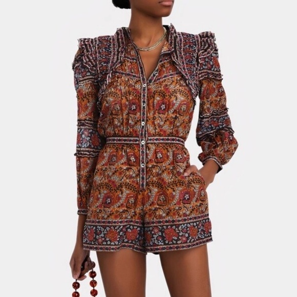 SEA New York Rosita Ruffle Cotton Paisley Romper | Size 0 | NWT - Picture 1 of 16